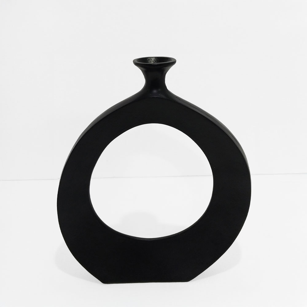 ABSTRACT CIRCLE ΒΑΖΟ 37x5x45 ΑΛΟΥΜΙΝΙΟ ΜΑΥΡΟ