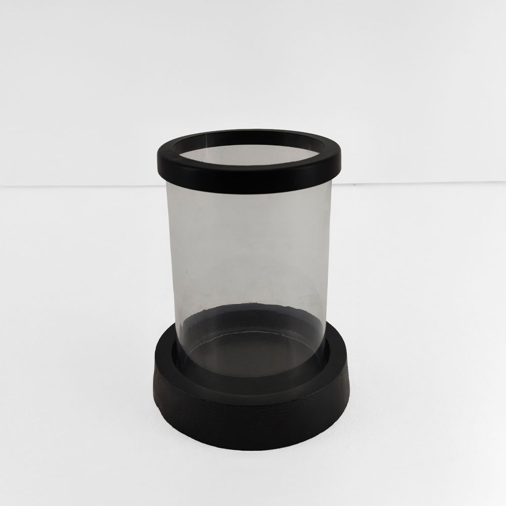 TITUL ΚΗΡΟΠΗΓΙΟ 14x14x18 ΑΛΟΥΜΙΝΙΟ ΜΑΥΡΟ ΔΙΑΦΑΝΟ ΓΥΑΛΙ