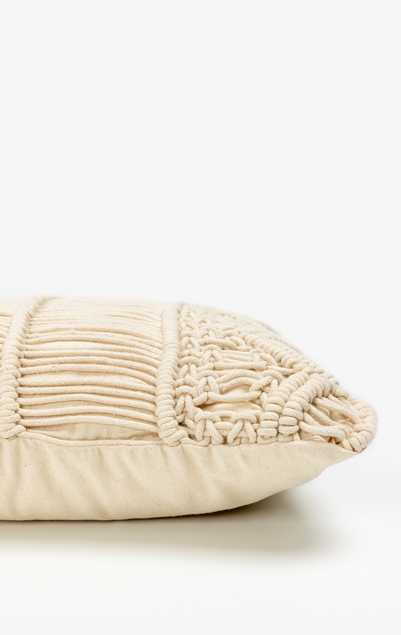 HARSHA ΔΙΑΚΟΣΜΗΤΙΚΟ ΜΑΞΙΛΑΡΙ MACRAME 45x45 ΒΑΜΒΑΚΙ IVORY POLYESTER - Image 3