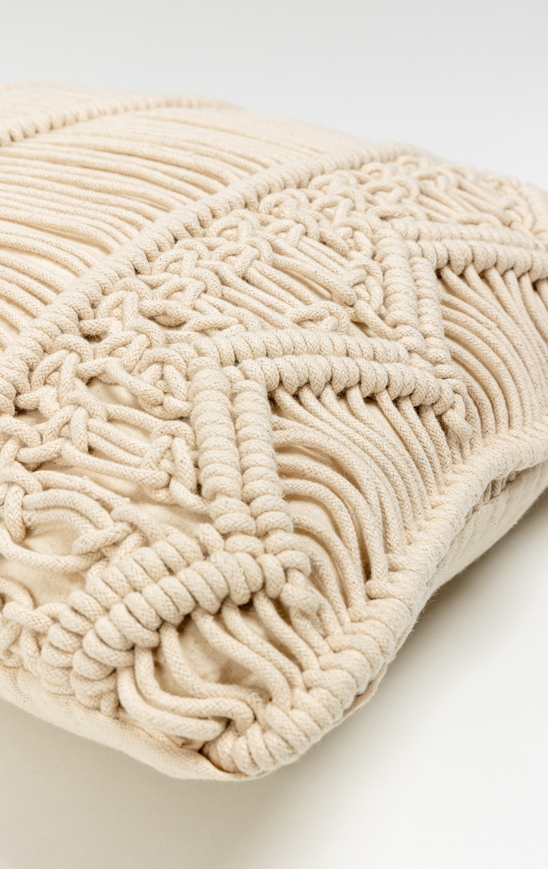 HARSHA ΔΙΑΚΟΣΜΗΤΙΚΟ ΜΑΞΙΛΑΡΙ MACRAME 45x45 ΒΑΜΒΑΚΙ IVORY POLYESTER - Image 4
