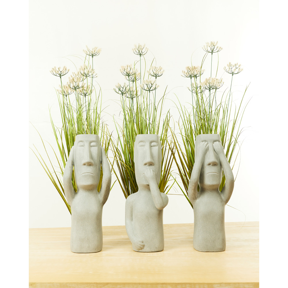 PERU MAN MOUTH ΔΙΑΚΟΣΜΗΤΙΚΗ ΦΙΓΟΥΡΑ 21x20x51 ΤΕΧΝΗΤΗ ΠΕΤΡΑ ΓΚΡΙ - Image 2