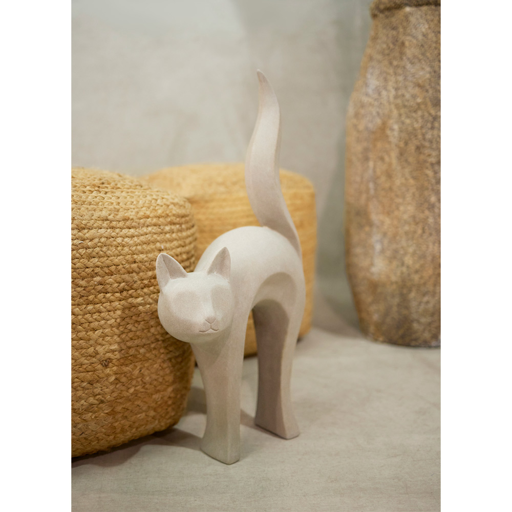 CAT STATUE ΔΙΑΚΟΣΜΗΤΙΚΗ ΓΑΤΑ 31x15x62 ΤΕΧΝΗΤΗ ΠΕΤΡΑ ΓΚΡΙ ΑΝΟΙΧΤΟ - Image 3