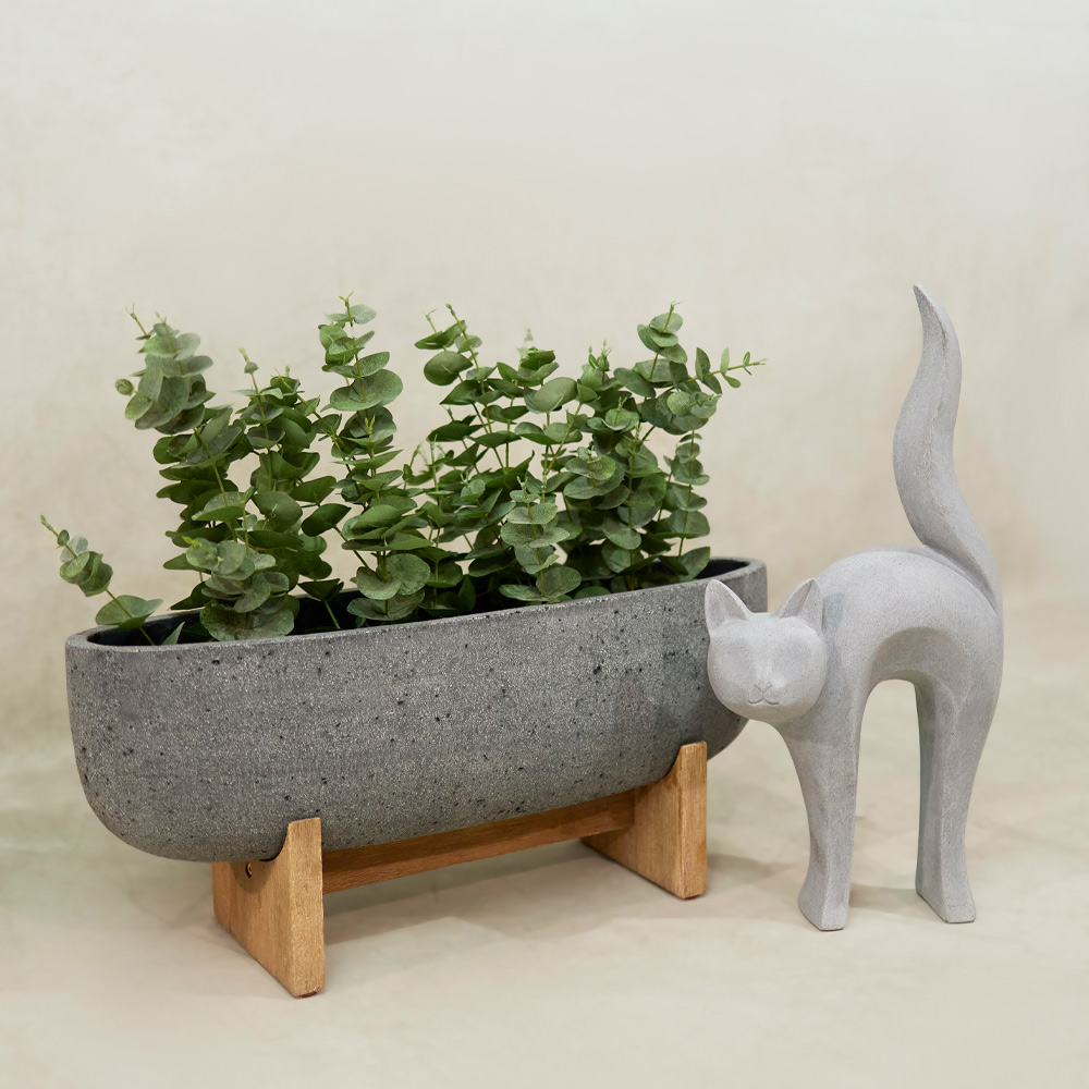 CAT STATUE ΔΙΑΚΟΣΜΗΤΙΚΗ ΓΑΤΑ 31x15x62 ΤΕΧΝΗΤΗ ΠΕΤΡΑ ΓΚΡΙ - Image 2