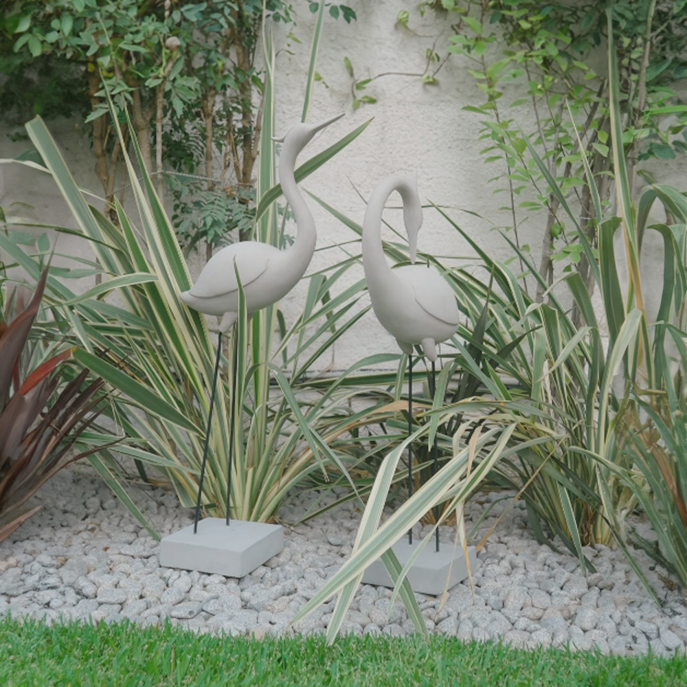 FLAMINGO COUPLE ΔΙΑΚΟΣΜΗΤΙΚΟ ΦΛΑΜΙΝΓΚΟ ΣΕΤ 2ΤΜΧ 41x26x116 ΤΕΧΝΗΤΗ ΠΕΤΡΑ ΜΠΕΖ - Image 2