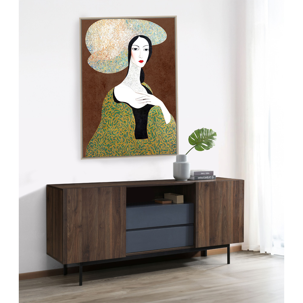 VINTAGE LADY ΠΙΝΑΚΑΣ ΔΙΑΚΟΣΜΗΣΗΣ 83x123x4 ΚΑΜΒΑΣ ΠΟΛΥΧΡΩΜΟ ΞΥΛΟ ΦΥΣΙΚΟ - Image 3