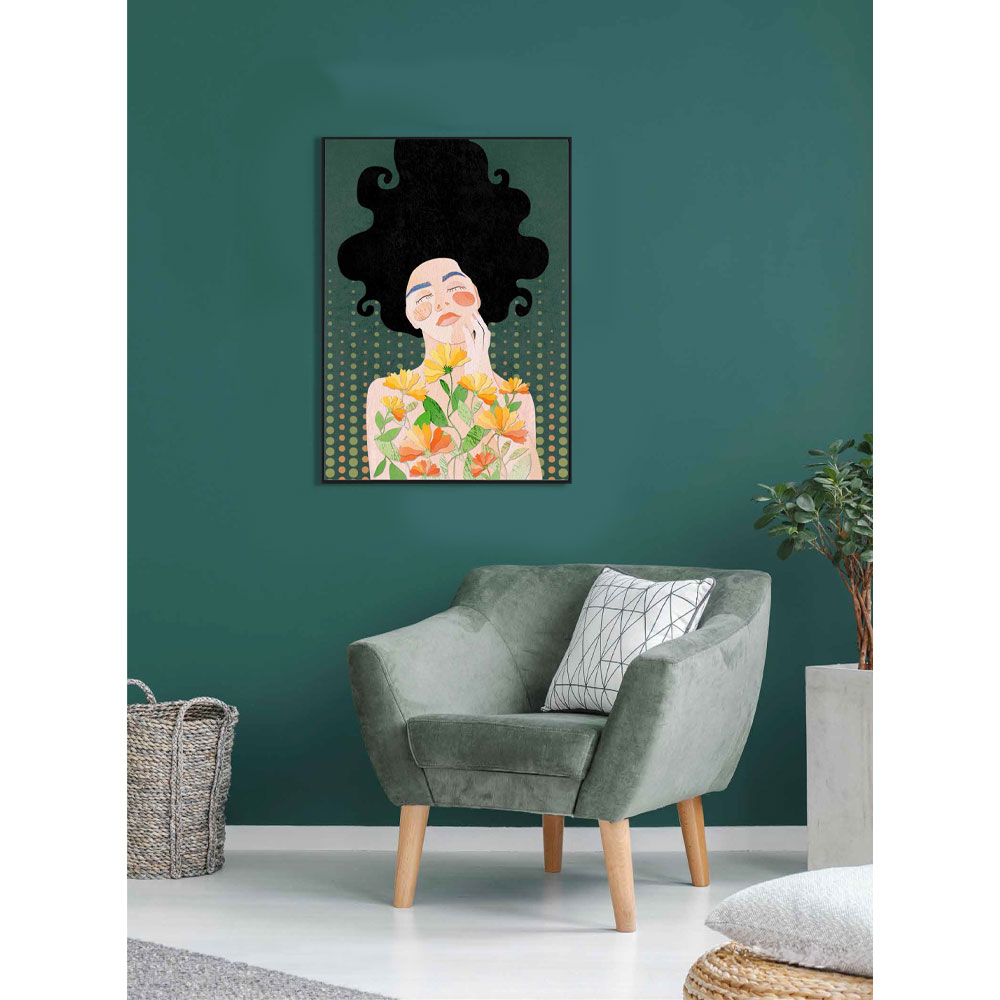 BOTANICAL LADY ΠΙΝΑΚΑΣ ΔΙΑΚΟΣΜΗΣΗΣ 50x70x3 ΚΑΜΒΑΣ ΠΟΛΥΧΡΩΜΟ ΞΥΛΟ ΜΑΥΡΟ - Image 2