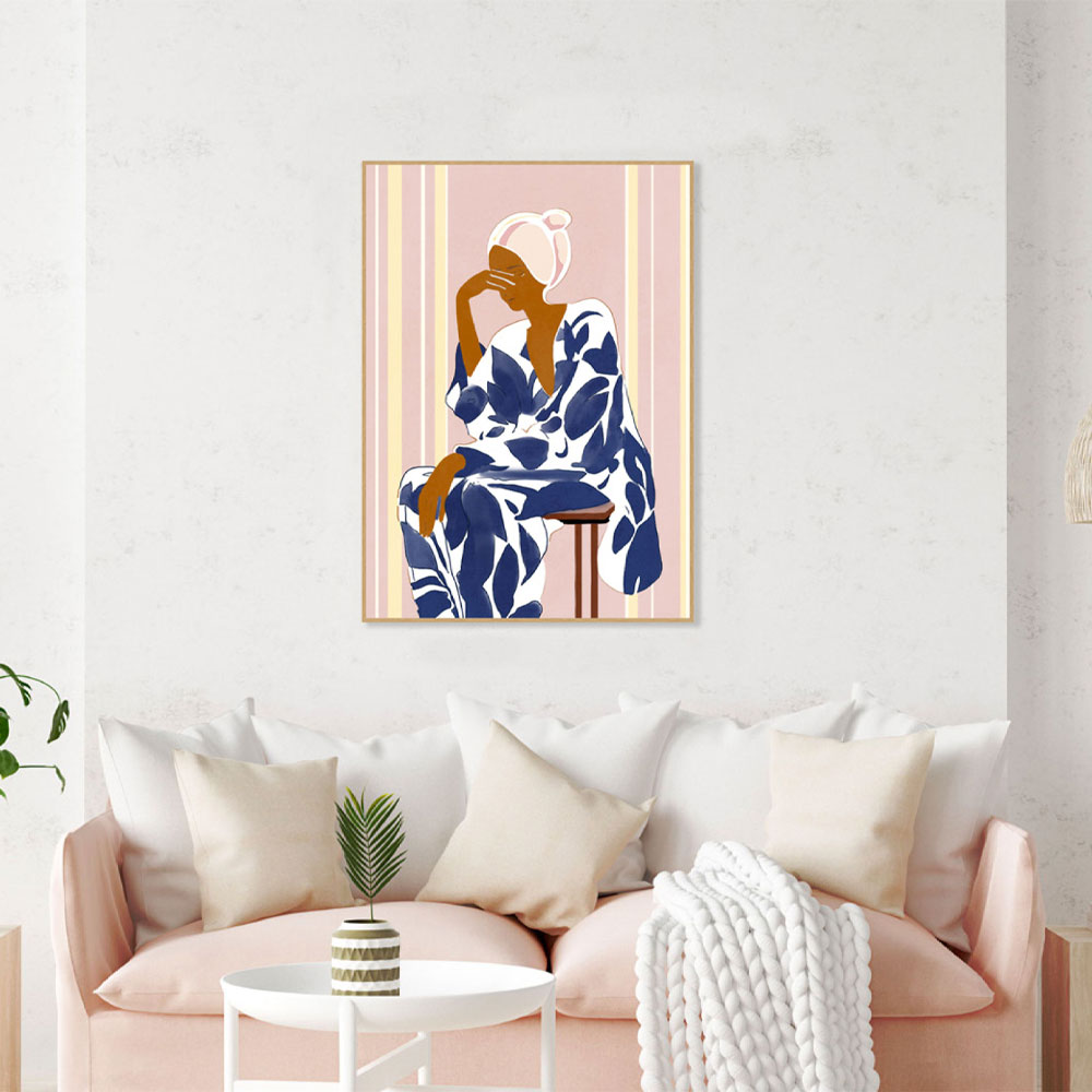 LADY IN BLUE ΠΙΝΑΚΑΣ ΔΙΑΚΟΣΜΗΣΗΣ 50x70x3 ΚΑΜΒΑΣ ΠΟΛΥΧΡΩΜΟ ΞΥΛΟ ΦΥΣΙΚΟ - Image 2