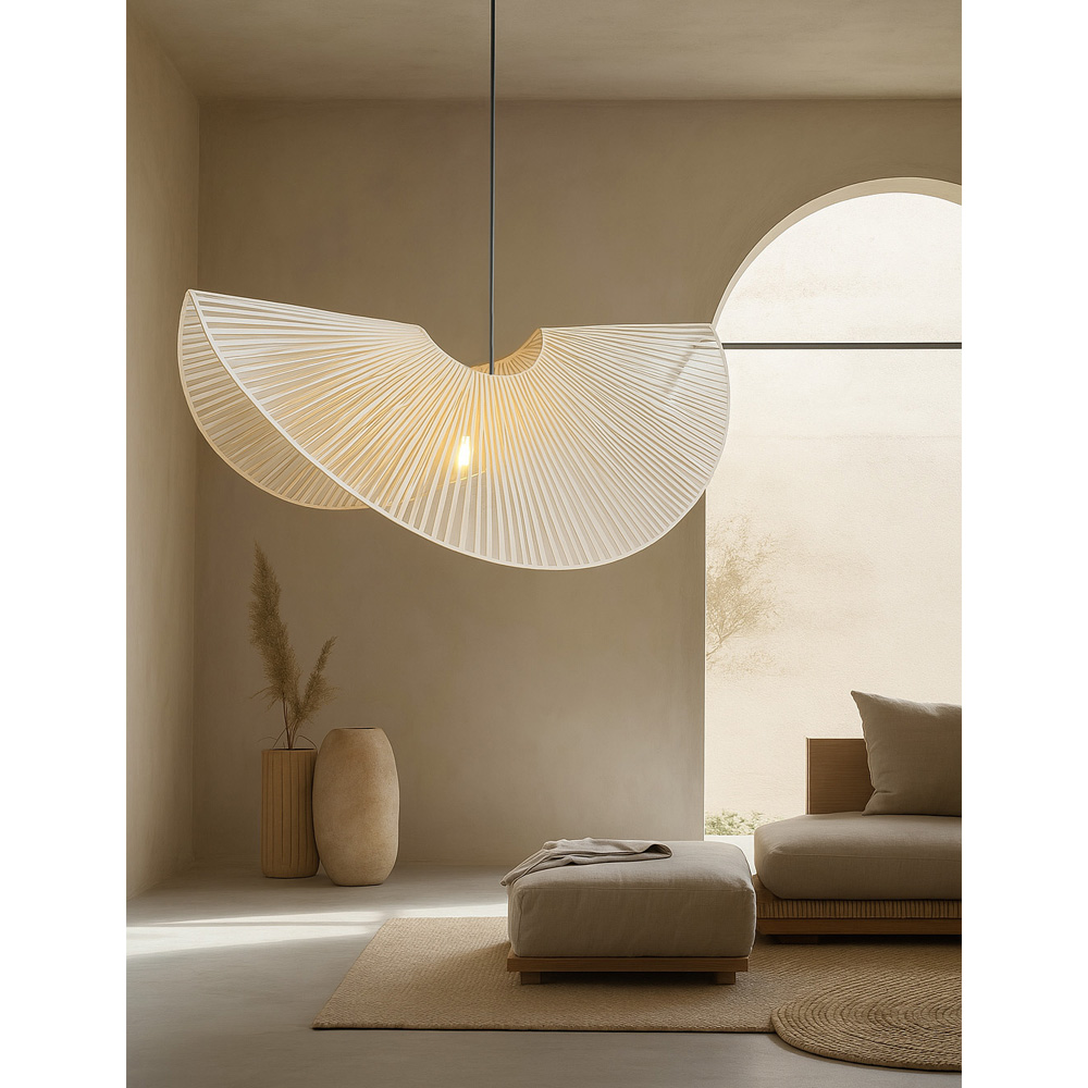 LOTUS ΦΩΤΙΣΤΙΚΟ ΟΡΟΦΗΣ 81x46x32cm ΜΕΤΑΛΛΟ ΦΥΣΙΚΟ RATTAN - Image 2