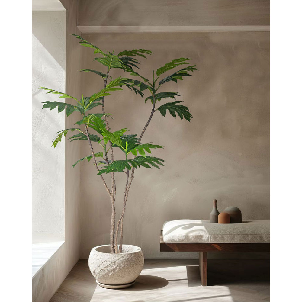 BREADFRUIT TREE ΔΕΝΤΡΟ ΤΕΧΝΗΤΟ ΣΕ ΓΛΑΣΤΡΑ 180 PE ΠΡΑΣΙΝΟ ΜΕΤΑΞΩΤΟ ΥΦΑΣΜΑ - Image 2
