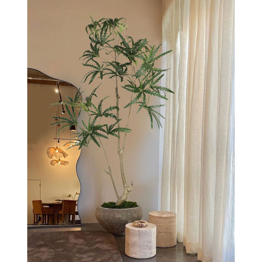 PEACOCK TREE ΔΕΝΤΡΟ ΤΕΧΝΗΤΟ ΣΕ ΓΛΑΣΤΡΑ 150 PE ΠΡΑΣΙΝΟ ΜΕΤΑΞΩΤΟ ΥΦΑΣΜΑ - Image 2