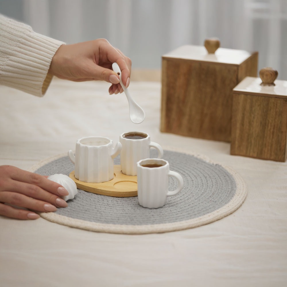 CACTUS ΚΟΥΠΑ ESPRESSO ESPRESSO SET ΜΕ ΖΑΧΑΡΙΕΡΑ 12x13x11 ΠΟΡΣΕΛΑΝΗ ΛΕΥΚΟ ΦΥΣΙΚΟ BAMBOO - Image 2