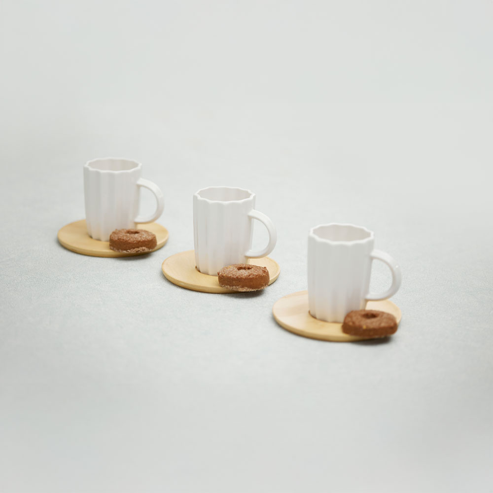 CACTUS ΚΟΥΠΑ ESPRESSO SET 6ΤΜΧ 32x28x7 ΠΟΡΣΕΛΑΝΗ ΛΕΥΚΟ ΦΥΣΙΚΟ BAMBOO - Image 2