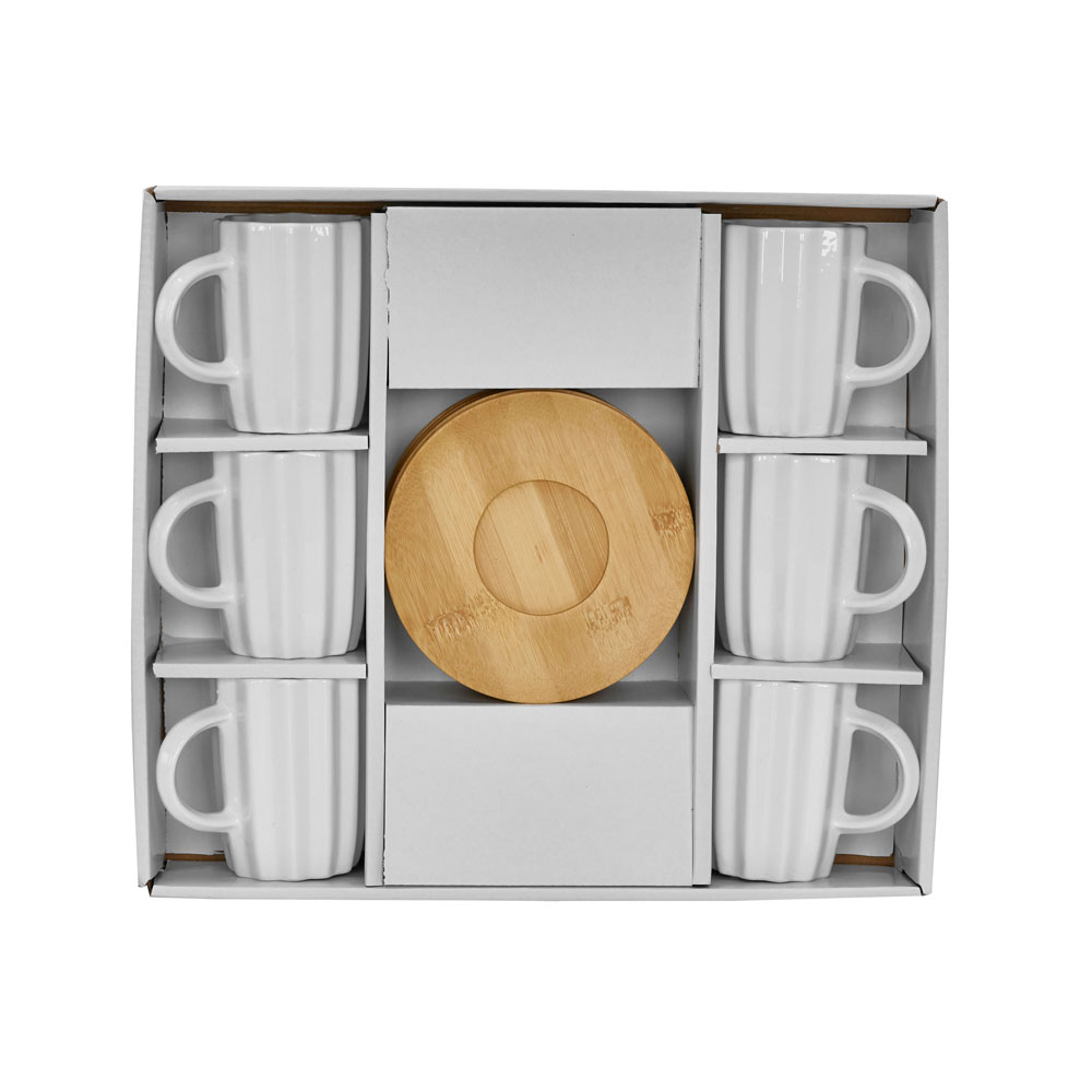 CACTUS ΚΟΥΠΑ ESPRESSO SET 6ΤΜΧ 32x28x7 ΠΟΡΣΕΛΑΝΗ ΛΕΥΚΟ ΦΥΣΙΚΟ BAMBOO - Image 3