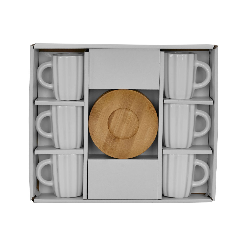 CACTUS ΚΟΥΠΑ ESPRESSO SET 6ΤΜΧ 27x22x6 ΠΟΡΣΕΛΑΝΗ ΛΕΥΚΟ ΦΥΣΙΚΟ BAMBOO - Image 3