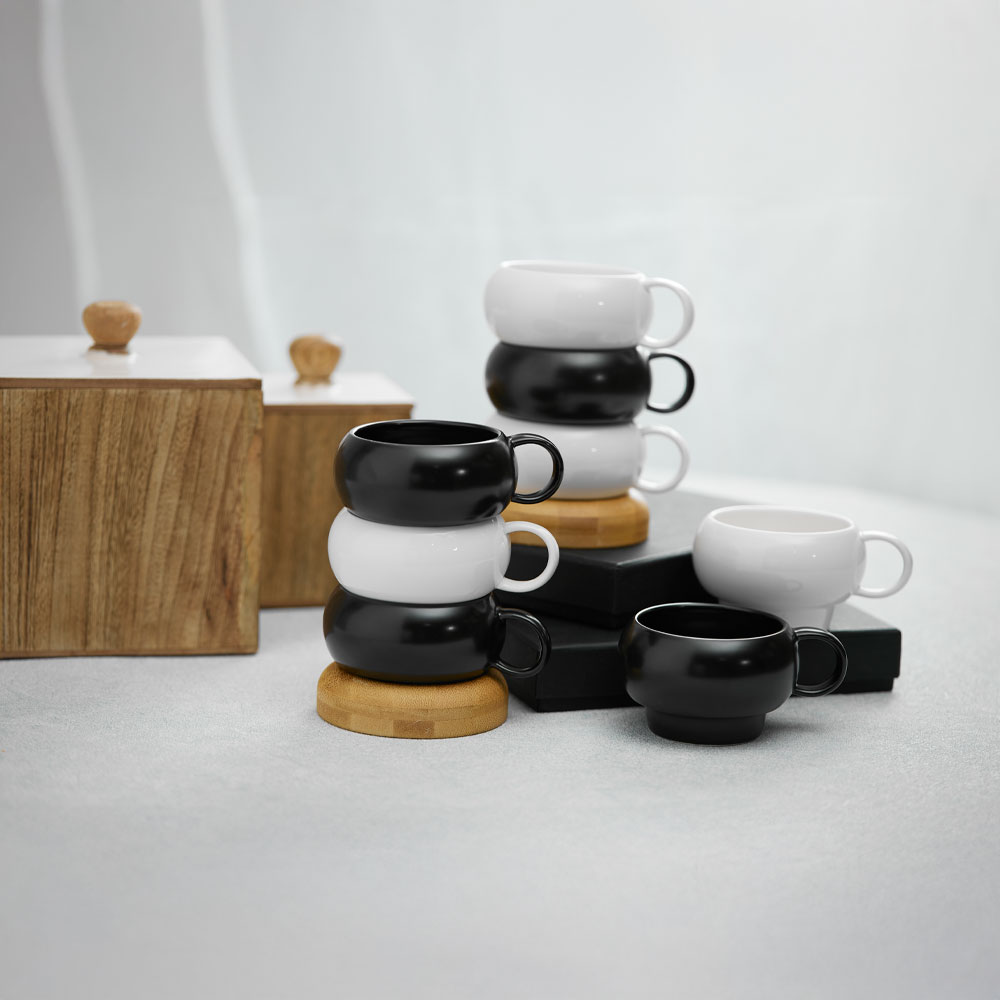 CURVE ΚΟΥΠΑ SET 4ΤΜΧ 12x10x19 ΠΟΡΣΕΛΑΝΗ ΛΕΥΚΟ ΦΥΣΙΚΟ BAMBOO - Image 2