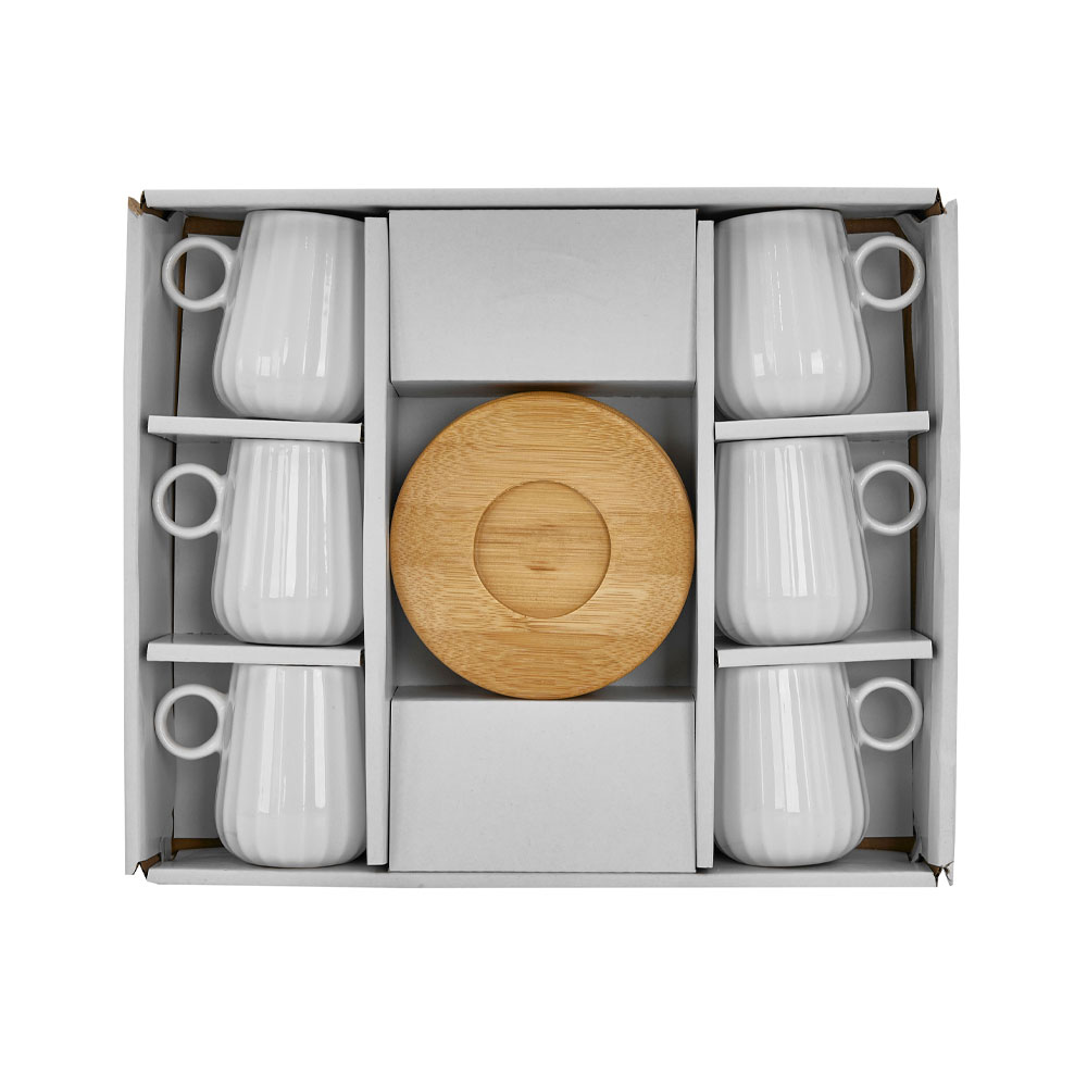 RIPPLE ΚΟΥΠΑ ESPRESSO SET 6ΤΜΧ 26x23x6 ΠΟΡΣΕΛΑΝΗ ΛΕΥΚΟ ΦΥΣΙΚΟ BAMBOO - Image 3