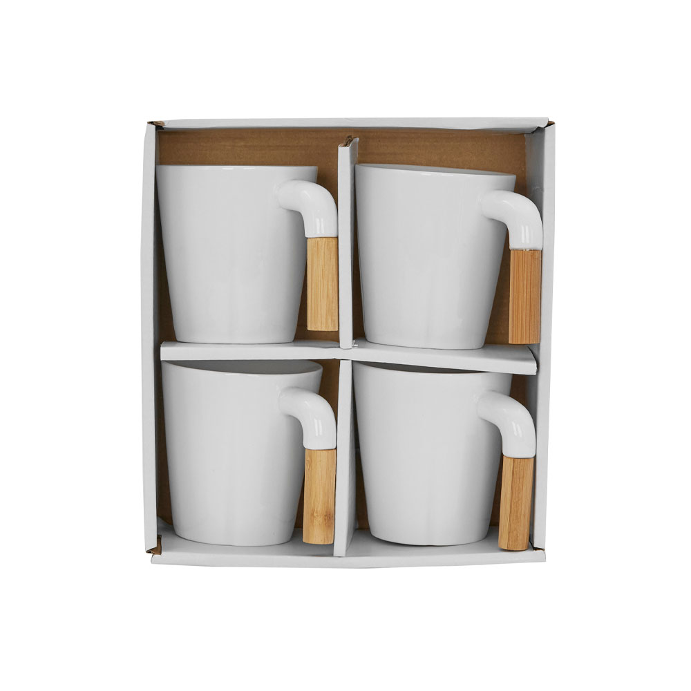 NORDIC ΚΟΥΠΑ SET 4ΤΜΧ 23x23x9 ΠΟΡΣΕΛΑΝΗ ΛΕΥΚΟ ΦΥΣΙΚΟ BAMBOO - Image 3