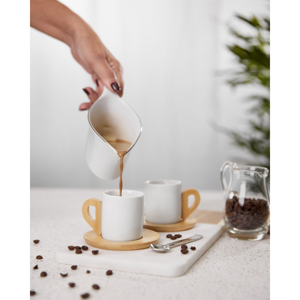 NORDIC ΚΟΥΠΑ ESPRESSO SET 6ΤΜΧ 29x21x7 ΠΟΡΣΕΛΑΝΗ ΛΕΥΚΟ ΦΥΣΙΚΟ BAMBOO - Image 2