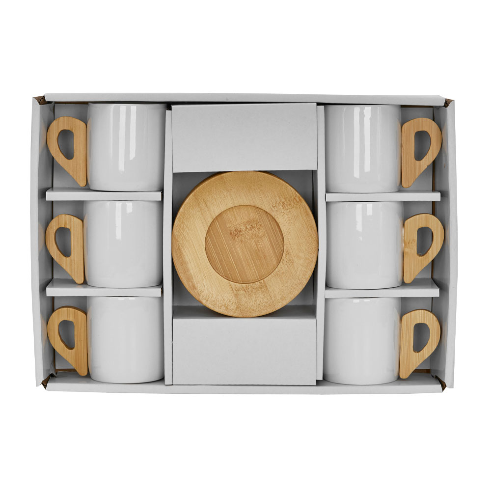 NORDIC ΚΟΥΠΑ ESPRESSO SET 6ΤΜΧ 29x21x7 ΠΟΡΣΕΛΑΝΗ ΛΕΥΚΟ ΦΥΣΙΚΟ BAMBOO - Image 3