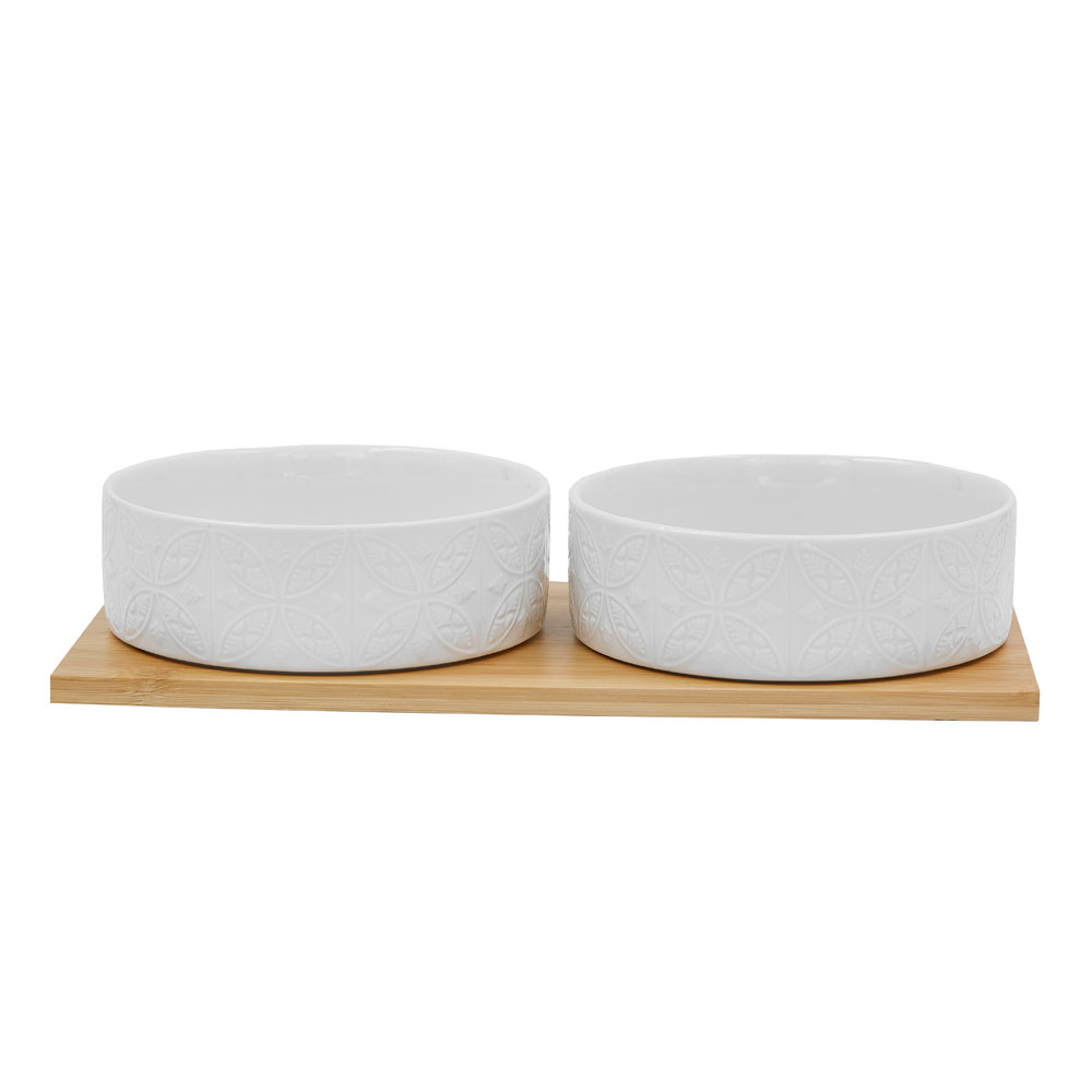 FLEURS ΜΠΩΛ SET 2ΤΜΧ 30x15x5.5 ΠΟΡΣΕΛΑΝΗ ΛΕΥΚΟ ΦΥΣΙΚΟ BAMBOO