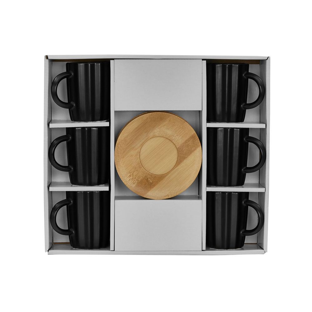 CACTUS ΚΟΥΠΑ ESPRESSO SET 6ΤΜΧ 32x28x7 ΠΟΡΣΕΛΑΝΗ ΜΑΥΡΟ ΦΥΣΙΚΟ BAMBOO - Image 3
