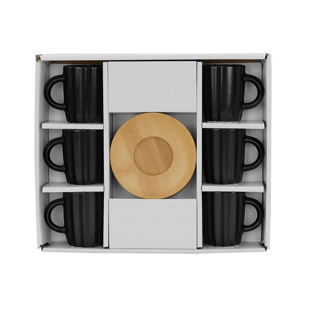 CACTUS ΚΟΥΠΑ ESPRESSO SET 6ΤΜΧ 27x22x6 ΠΟΡΣΕΛΑΝΗ ΜΑΥΡΟ ΦΥΣΙΚΟ BAMBOO - Image 3