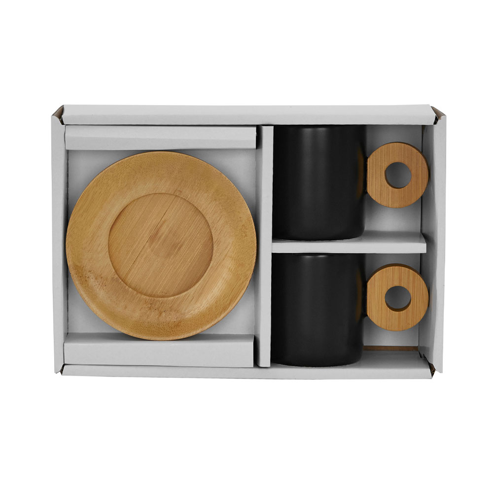 NORDIC ΚΟΥΠΑ ESPRESSO SET 2ΤΜΧ 20x14x7 ΠΟΡΣΕΛΑΝΗ ΜΑΥΡΟ ΦΥΣΙΚΟ BAMBOO - Image 3