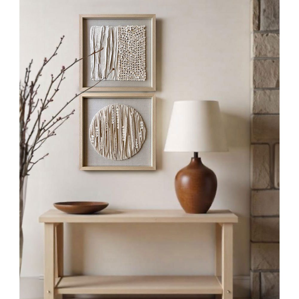 PURE NATURE ΠΙΝΑΚΑΣ ΔΙΑΚΟΣΜΗΣΗΣ 60x60x4 ΥΦΑΣΜΑ ΜΠΕΖ ΓΥΑΛΙ ΦΥΣΙΚΟ - Image 2