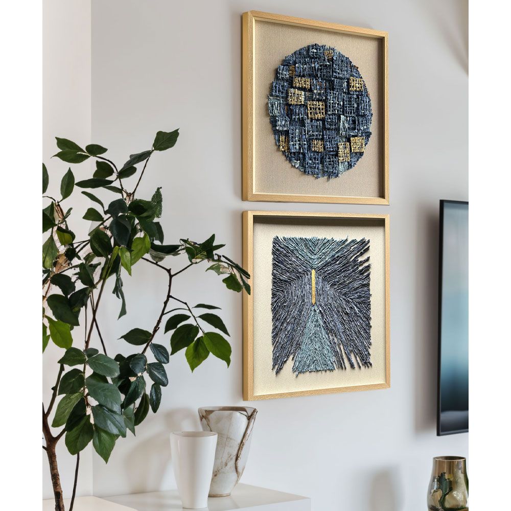 AZURE WORLD ΠΙΝΑΚΑΣ ΔΙΑΚΟΣΜΗΣΗΣ 80x80x4 ΧΑΡΤΙ ΜΠΕΖ ΜΠΛΕ ΓΥΑΛΙ ΦΥΣΙΚΟ - Image 2