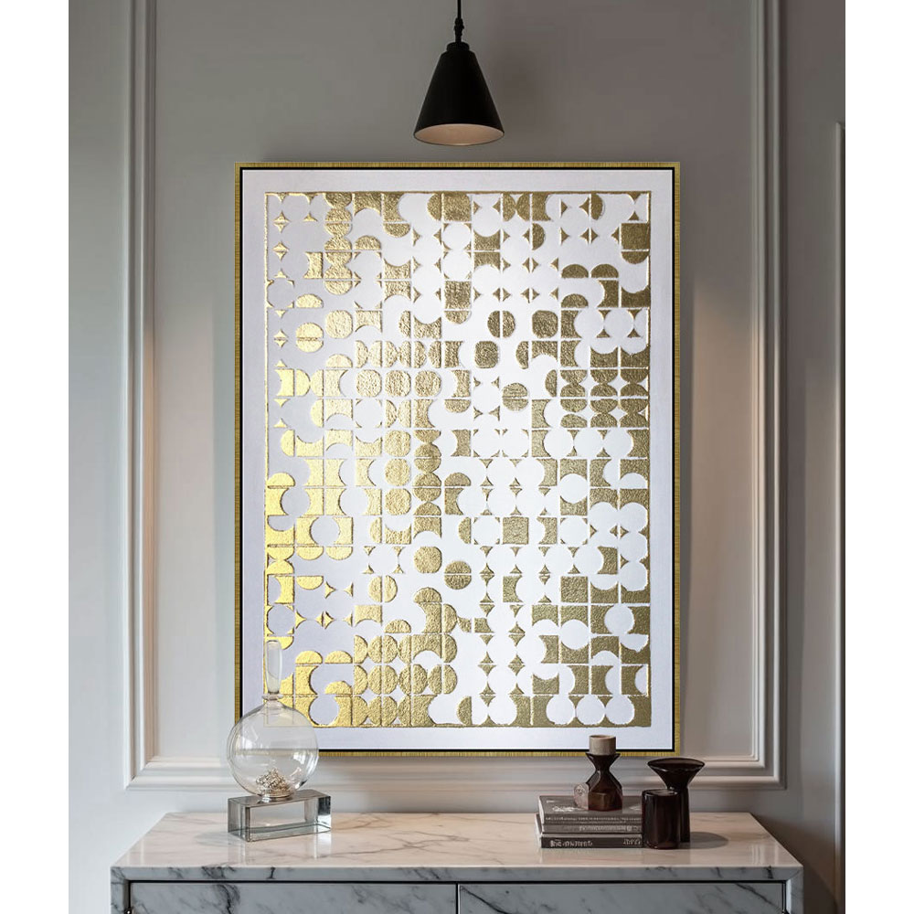 GOLD HEAVEN ΠΙΝΑΚΑΣ ΔΙΑΚΟΣΜΗΣΗΣ 90x120x4 OIL ACRYLIC ΧΡΥΣΟ ΛΕΥΚΟ ΚΑΜΒΑΣ ΧΡΥΣΟ - Image 2