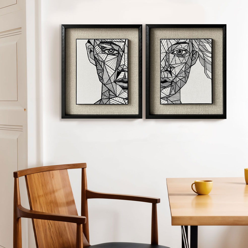 LINEAR GEOMETRY ΠΙΝΑΚΑΣ ΔΙΑΚΟΣΜΗΣΗΣ 60x70x4 ΧΑΡΤΙ ΛΕΥΚΟ ΜΑΥΡΟ ΜΠΕΖ ΓΥΑΛΙ ΜΑΥΡΟ - Image 2