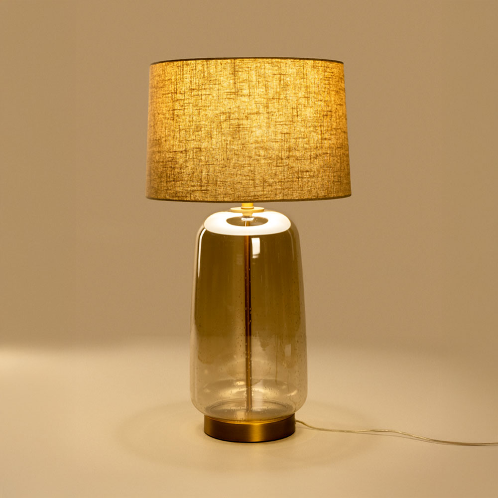 BEXLEY ΦΩΤΙΣΤΙΚΟ ΕΠΙΤΡΑΠΕΖΙΟ 43x43x79cm ΓΥΑΛΙ ΜΕΛΙ ΧΡΥΣΟ ΛΙΝΟ ΜΠΕΖ - Image 2