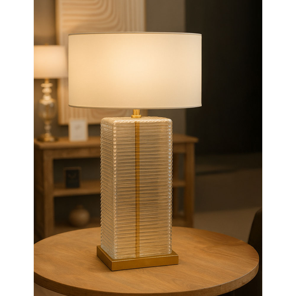 ELEVEN ΦΩΤΙΣΤΙΚΟ ΕΠΙΤΡΑΠΕΖΙΟ 47x25x83 ΓΥΑΛΙ ΔΙΑΦΑΝΟ ΧΡΥΣΟ ΛΙΝΟ ΛΕΥΚΟ - Image 2