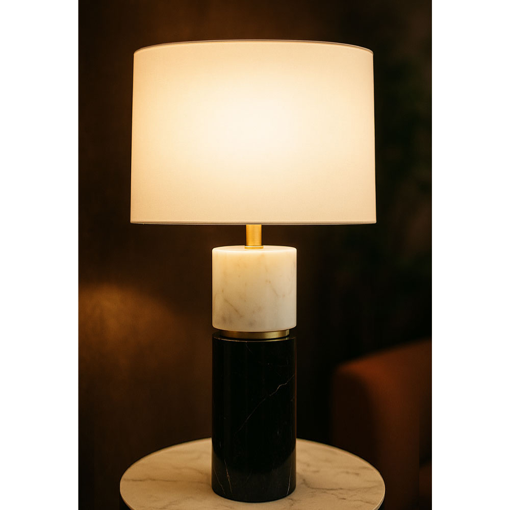 TENLEY ΦΩΤΙΣΤΙΚΟ ΕΠΙΤΡΑΠΕΖΙΟ 38x38x62 ΜΑΡΜΑΡΟ ΜΑΥΡΟ ΛΕΥΚΟ ΧΡΥΣΟ ΛΙΝΟ ΛΕΥΚΟ - Image 2