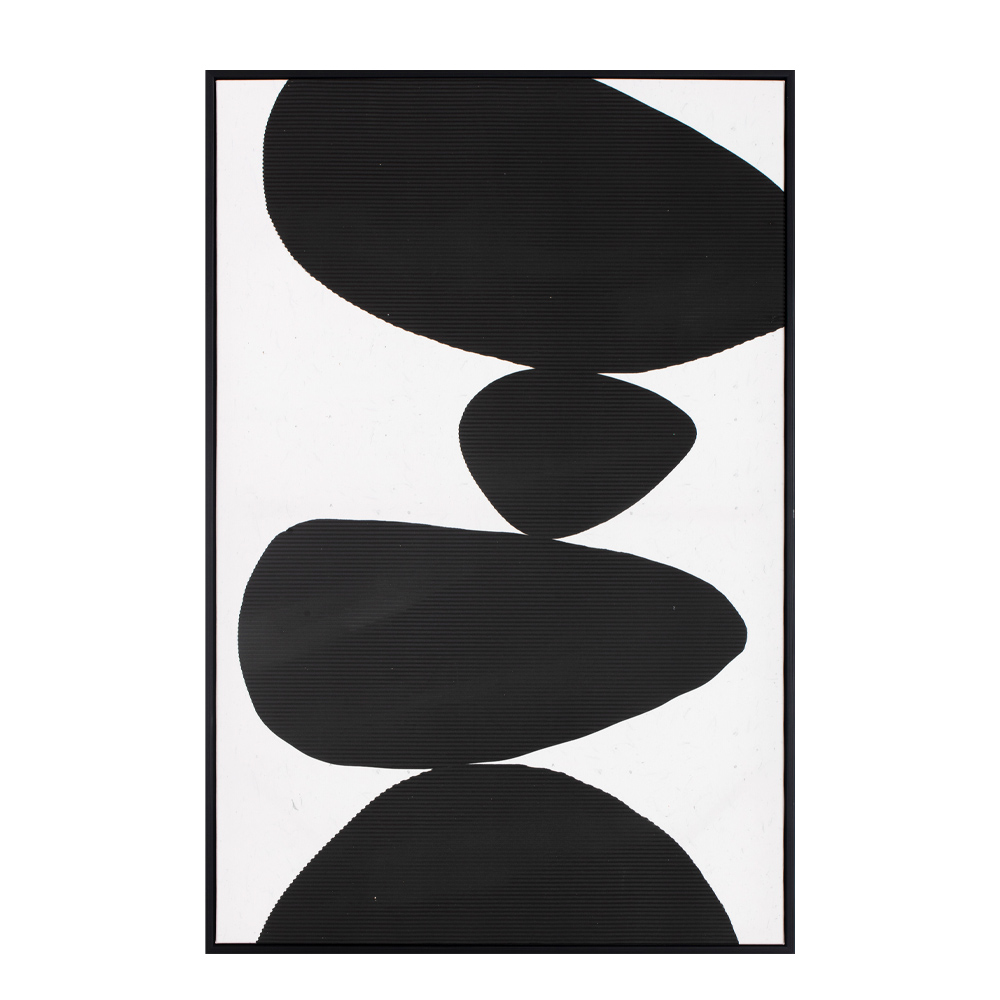 TREMBLING STONE ΠΙΝΑΚΑΣ ΔΙΑΚΟΣΜΗΣΗΣ 60x90x4cm ΚΑΜΒΑΣ ΛΕΥΚΟ ΜΑΥΡΟ ΞΥΛΟ ΜΑΥΡΟ