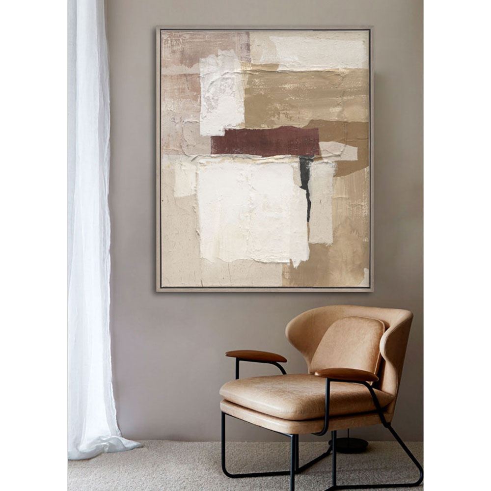 EMBRACE THE HAPPINESS ΠΙΝΑΚΑΣ ΔΙΑΚΟΣΜΗΣΗΣ 80x100x5 ΚΑΜΒΑΣ ΜΠΕΖ TERRACOTTA ΞΥΛΟ ΦΥΣΙΚΟ - Image 2