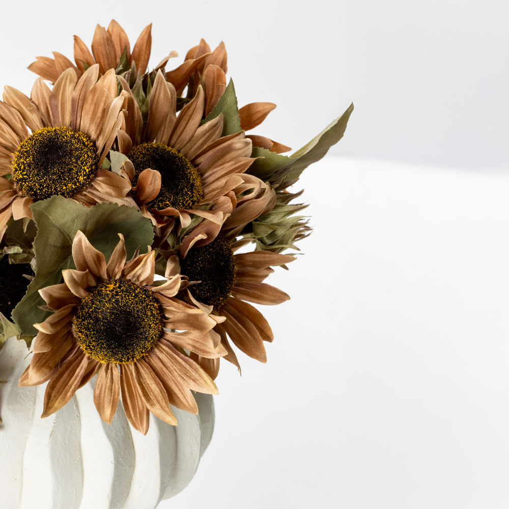 SUNFLOWER ΛΟΥΛΟΥΔΙ ΤΕΧΝΗΤΟ ΜΠΟΥΚΕΤΟ 31cm ΥΦΑΣΜΑ ΜΠΕΖ ΚΑΦΕ ΠΡΑΣΙΝΟ PVC - Image 3