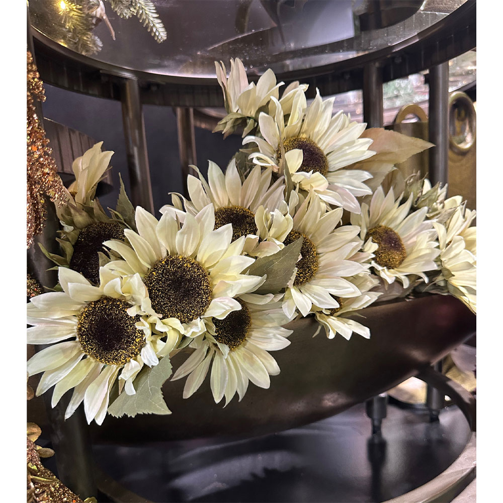 SUNFLOWER ΛΟΥΛΟΥΔΙ ΤΕΧΝΗΤΟ ΜΠΟΥΚΕΤΟ 31cm ΥΦΑΣΜΑ ΜΠΕΖ ΠΡΑΣΙΝΟ PVC - Image 2