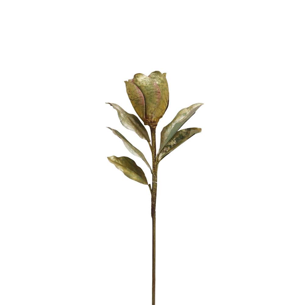 MAGNOLIA ΛΟΥΛΟΥΔΙ ΤΕΧΝΗΤΟ 58cm ΥΦΑΣΜΑ ΠΡΑΣΙΝΟ ΧΡΥΣΟ PVC