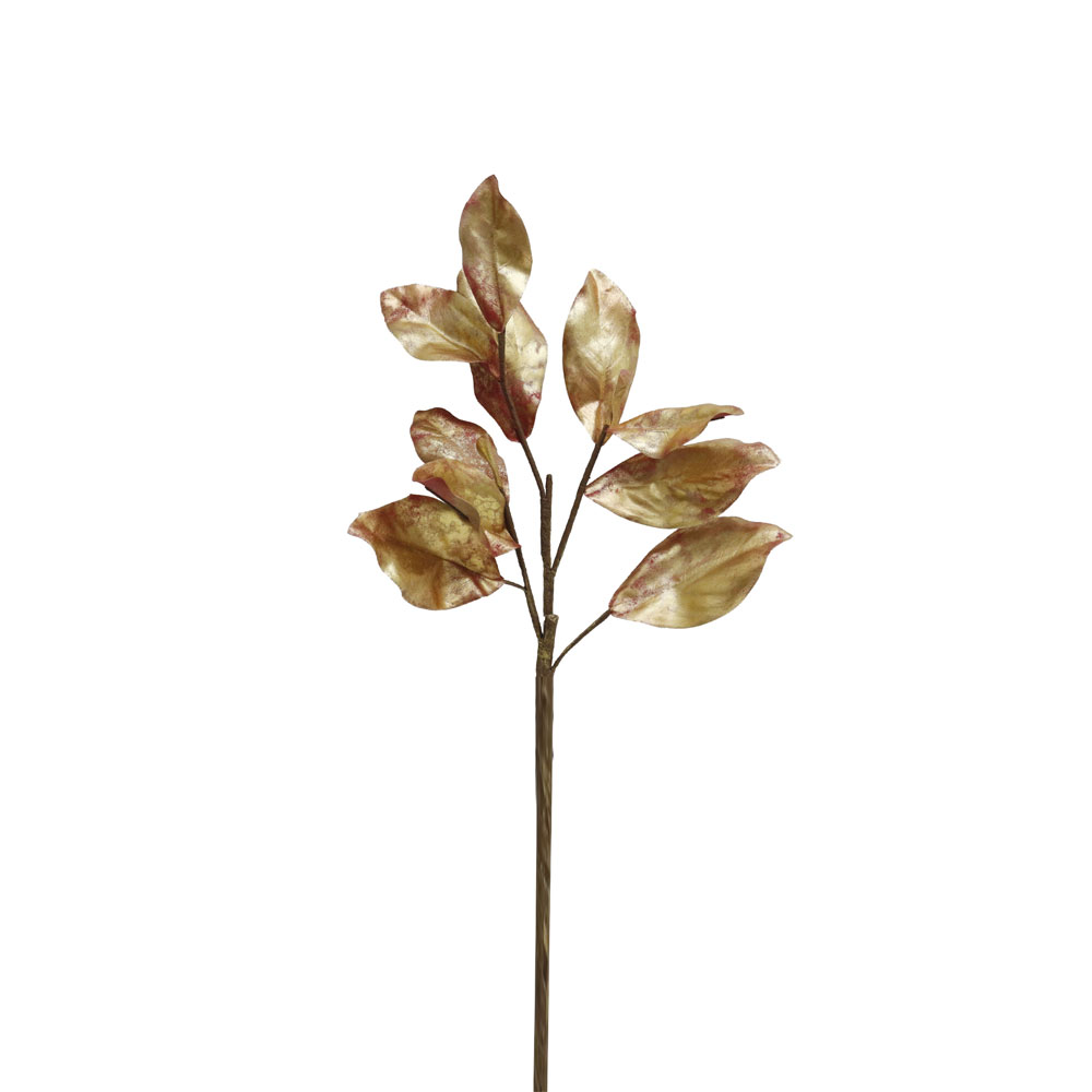 MAGNOLIA LEAVES ΚΛΑΔΙ ΤΕΧΝΗΤΟ 74cm ΥΦΑΣΜΑ ΧΡΥΣΟ ΜΠΟΡΝΤΩ PVC