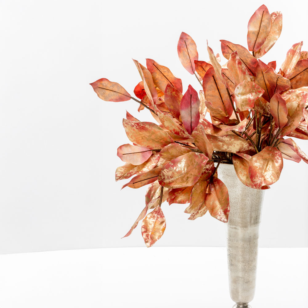 MAGNOLIA LEAVES ΚΛΑΔΙ ΤΕΧΝΗΤΟ 74cm ΥΦΑΣΜΑ ΧΡΥΣΟ ΜΠΟΡΝΤΩ PVC - Image 2