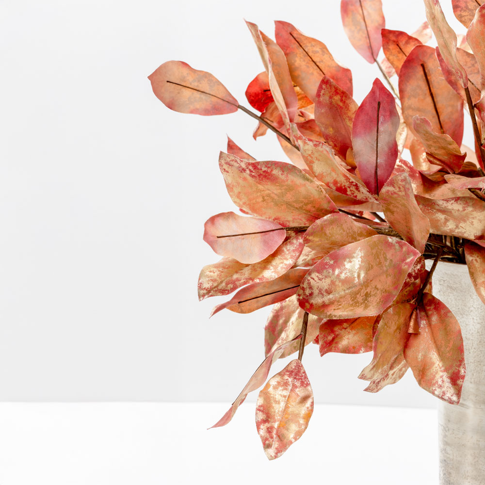 MAGNOLIA LEAVES ΚΛΑΔΙ ΤΕΧΝΗΤΟ 74cm ΥΦΑΣΜΑ ΧΡΥΣΟ ΜΠΟΡΝΤΩ PVC - Image 3