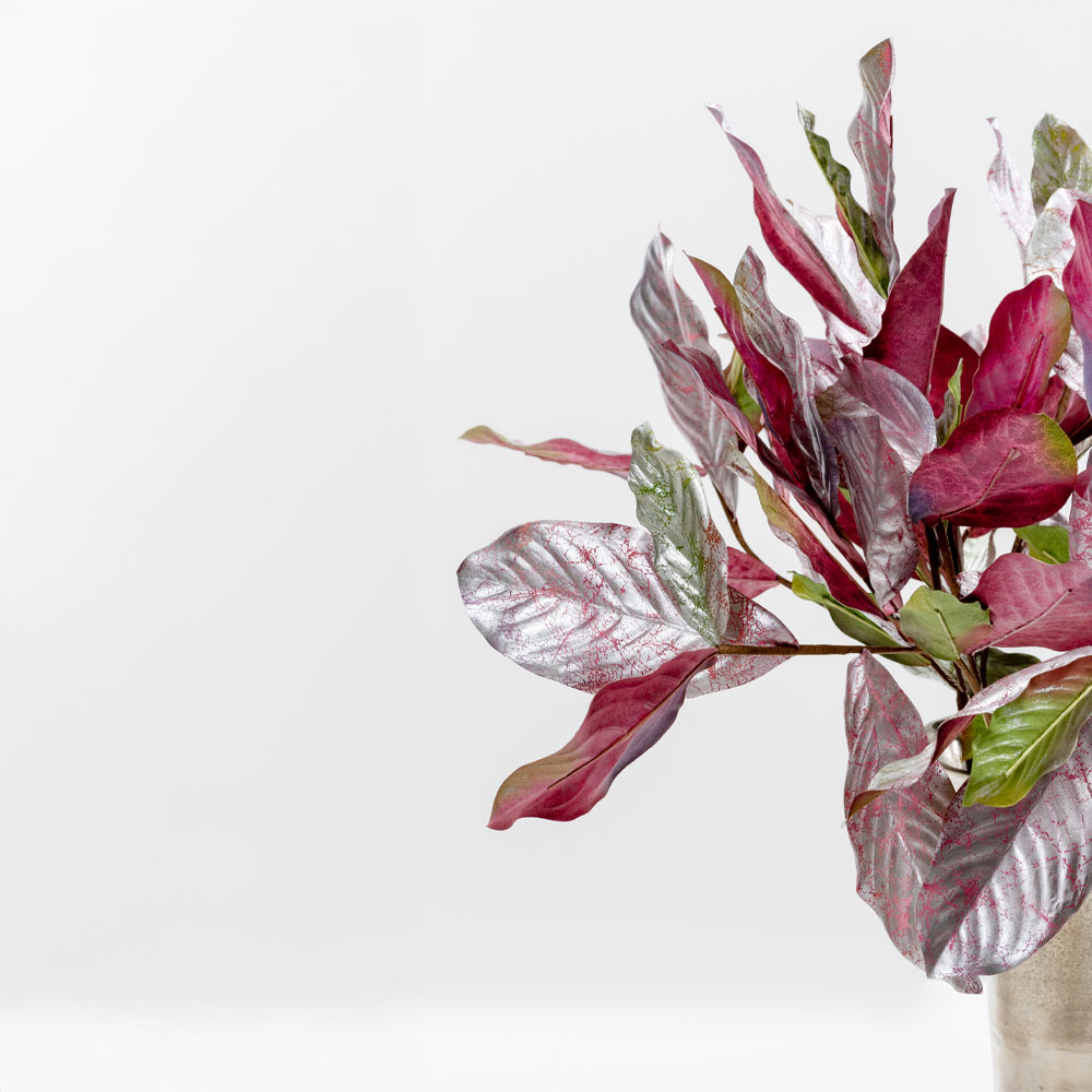 MAGNOLIA LEAVES ΚΛΑΔΙ ΤΕΧΝΗΤΟ 78cm ΥΦΑΣΜΑ ΑΣΗΜΙ ΜΠΟΡΝΤΩ PVC - Image 2