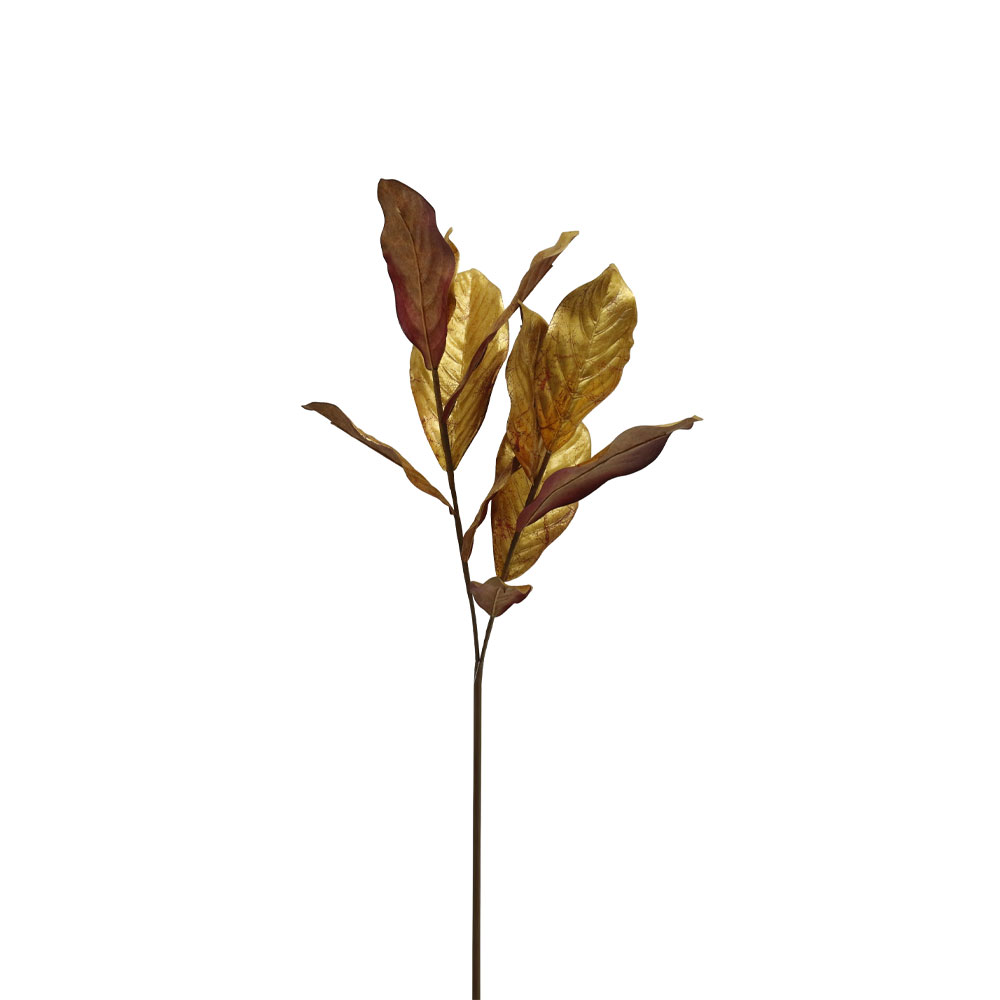 MAGNOLIA LEAVES ΚΛΑΔΙ ΤΕΧΝΗΤΟ 78cm ΥΦΑΣΜΑ ΧΡΥΣΟ ΜΠΟΡΝΤΩ PVC