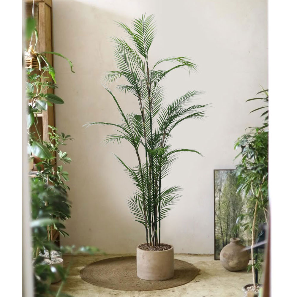 MAJESTY PALM ΔΕΝΤΡΟ ΤΕΧΝΗΤΟ ΣΕ ΓΛΑΣΤΡΑ 180cm PVC ΠΡΑΣΙΝΟ ΜΑΥΡΟ ΤΣΙΜΕΝΤΟ - Image 2