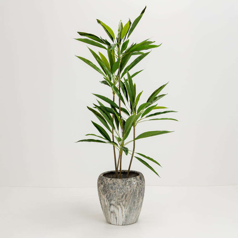 VELVET TREE ΔΕΝΤΡΟ ΤΕΧΝΗΤΟ ΣΕ ΓΛΑΣΤΡΑ 120cm PVC ΠΡΑΣΙΝΟ ΜΑΥΡΟ ΤΣΙΜΕΝΤΟ - Image 2