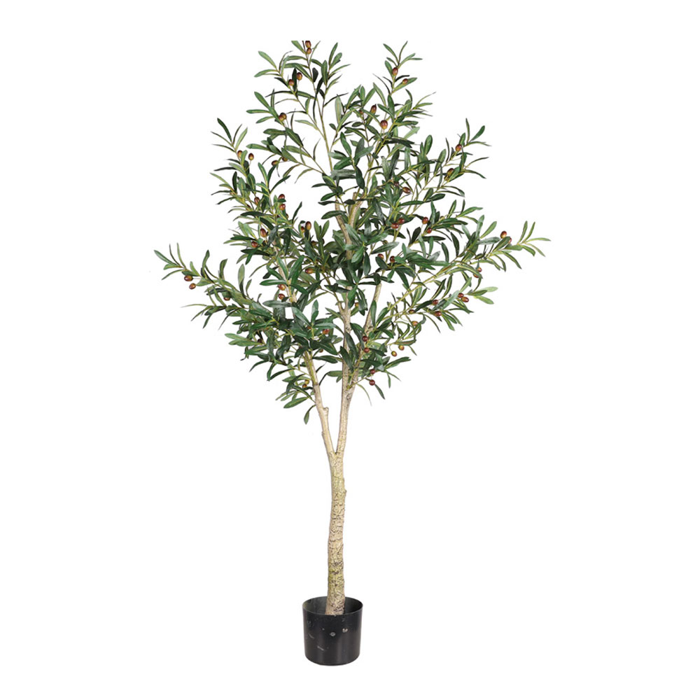 OLIVE TREE ΔΕΝΤΡΟ ΤΕΧΝΗΤΟ ΣΕ ΓΛΑΣΤΡΑ 180cm PVC ΠΡΑΣΙΝΟ ΜΑΥΡΟ ΤΣΙΜΕΝΤΟ