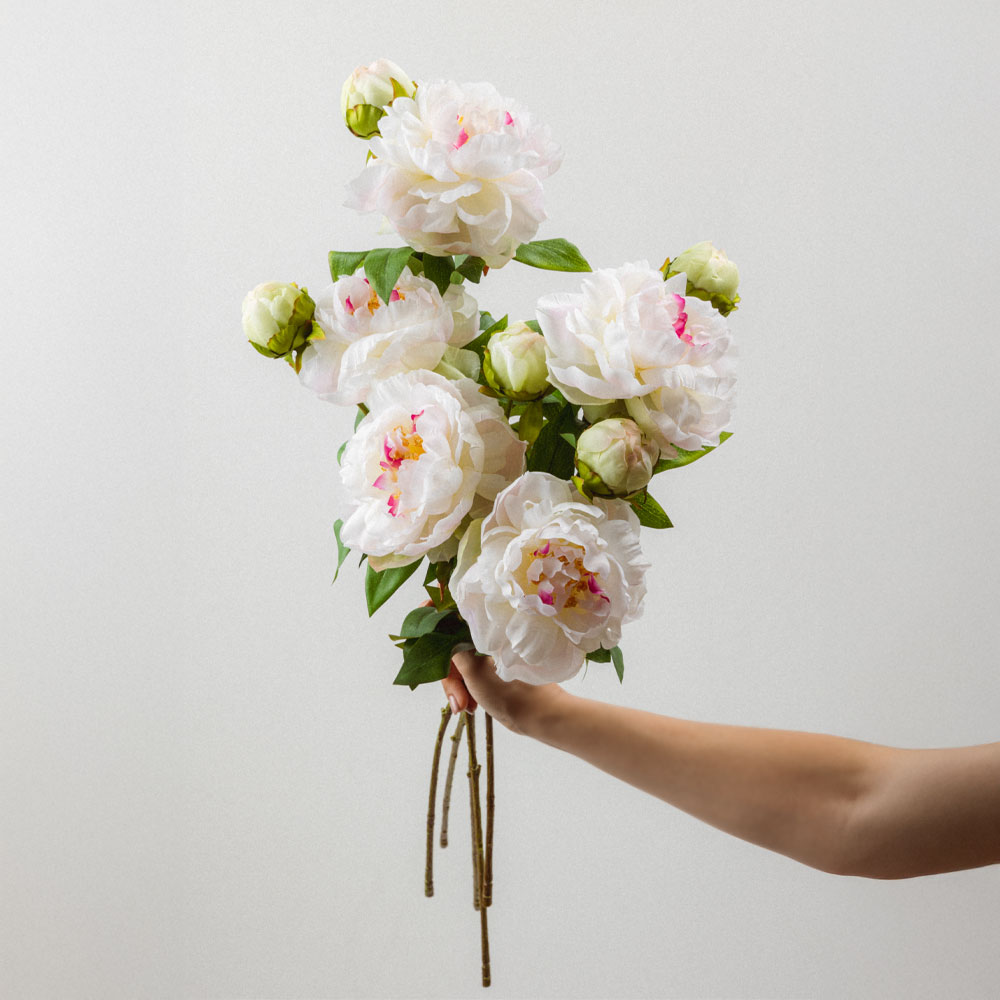 PEONY ΛΟΥΛΟΥΔΙ ΤΕΧΝΗΤΟ 67 POLYESTER ΛΕΥΚΟ ΡΟΖ ΠΡΑΣΙΝΟ - Image 2
