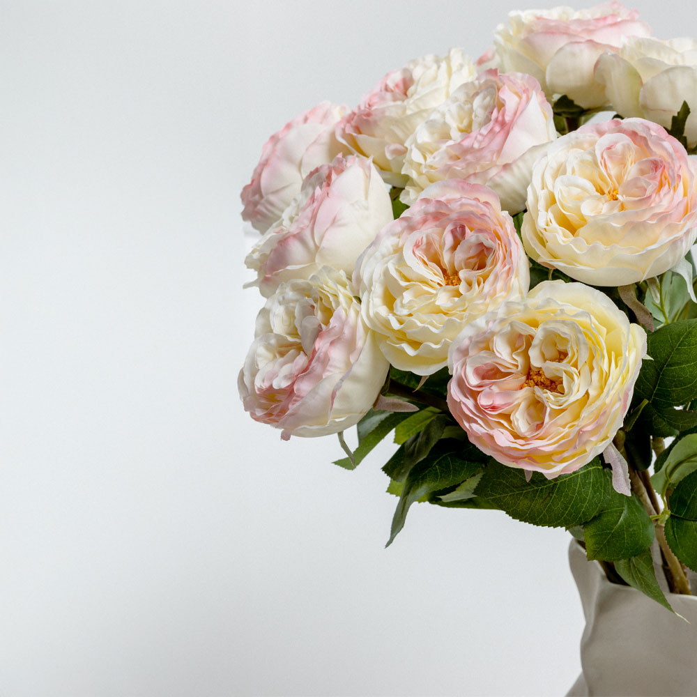 CABBAGE ROSE ΛΟΥΛΟΥΔΙ ΤΕΧΝΗΤΟ 66 POLYESTER ΛΕΥΚΟ ΡΟΖ ΠΡΑΣΙΝΟ - Image 2
