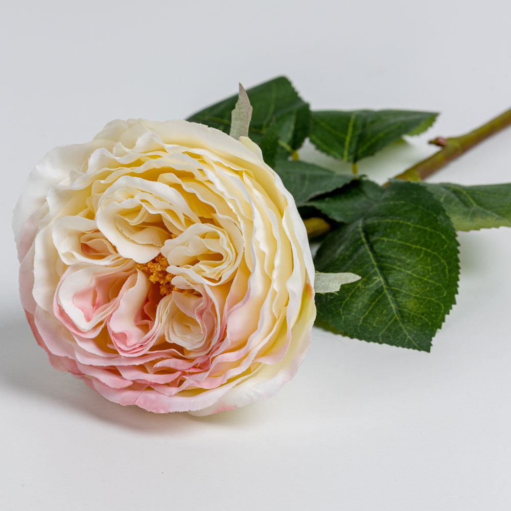 CABBAGE ROSE ΛΟΥΛΟΥΔΙ ΤΕΧΝΗΤΟ 66 POLYESTER ΛΕΥΚΟ ΡΟΖ ΠΡΑΣΙΝΟ - Image 3